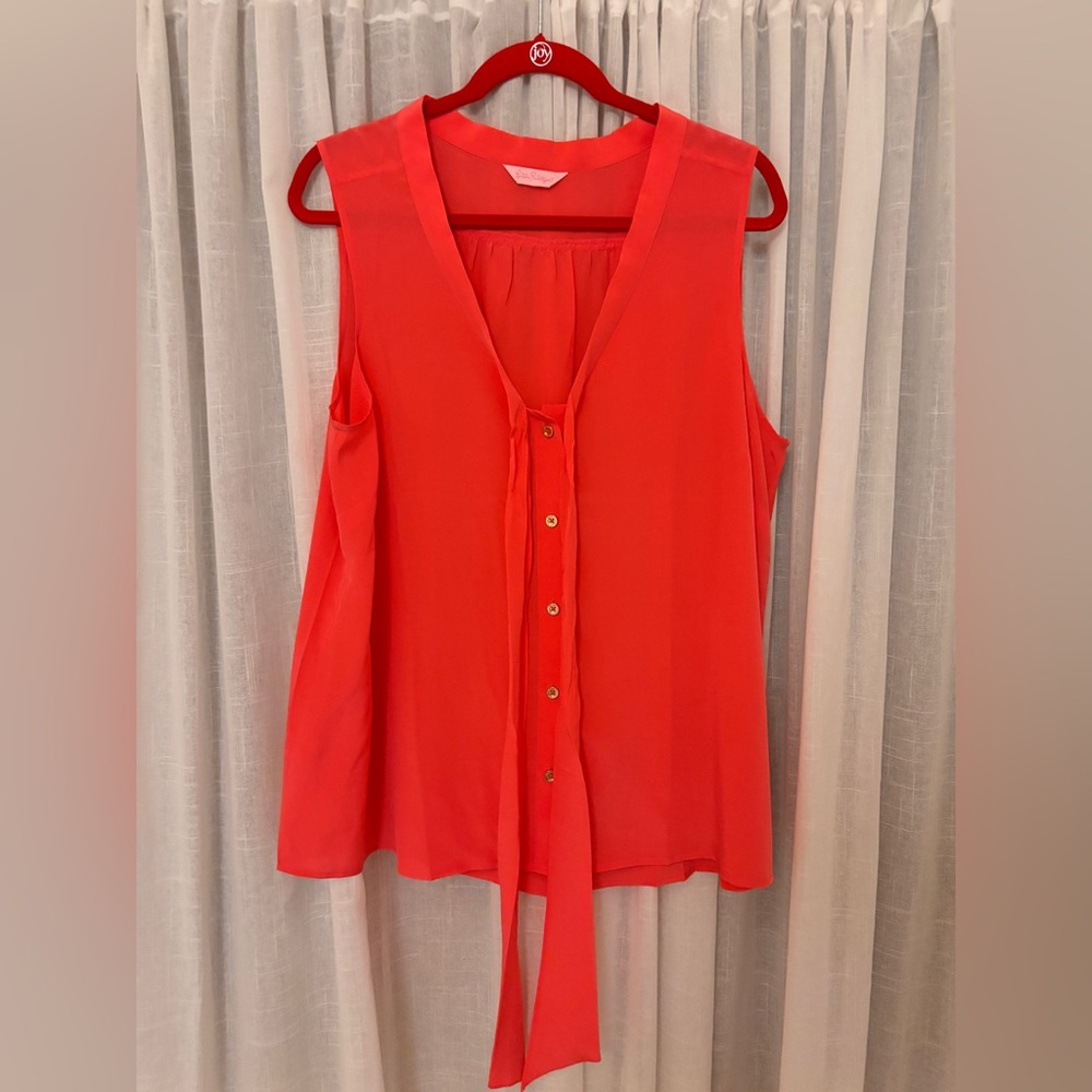 Lilly Pulitzer Silk Bow Blouse L
